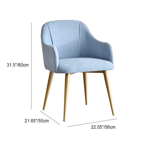 Contemporary Nordic Curve Fabric Upholstered Dining Chair Backrest Armrest For Dining Room - Image 5