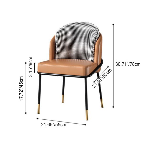 Contemporary Nordic Leather Fabric Iron Sponge Square Wraparound Dining Chair Backrest For Living Room - Image 7