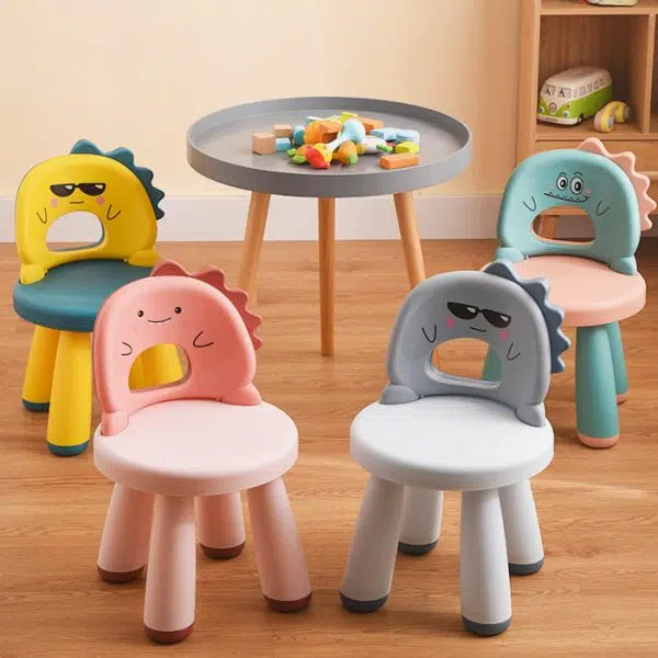 Contemporary Creative Childlike Dinosaur Plastic Round Footstool Backrest For Living Room - Image 3