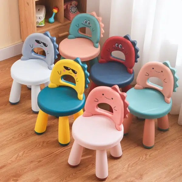 Contemporary Creative Childlike Dinosaur Plastic Round Footstool Backrest For Living Room - Image 4