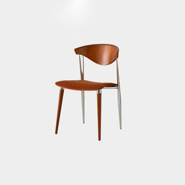 Contemporary Retro Beech Wood Iron Velvet Sponge Square Curved Dining Chair Backrest For Dining Room - Image 27