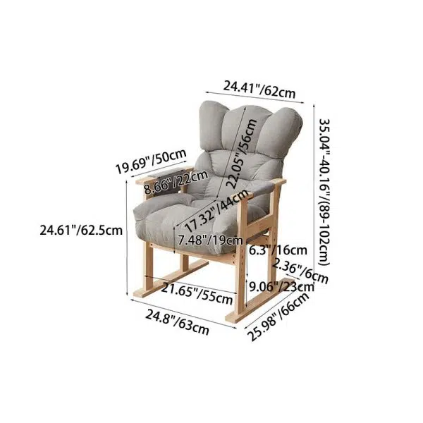 Modern Simplicity Fabric Upholstered Wood Frame Accent Chair Adjustable Backrest Armrest For Home Office - Image 5