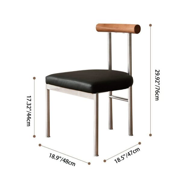 Contemporary Nordic Half Round Leather Metal Wood Curved Backrest Dining Chair For Dining Room - Image 4