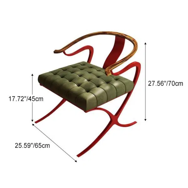 Contemporary Retro Curved Wood Leather Chair Backrest Armrest For Living Room - Image 4