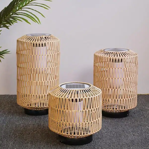 Modern Minimalist Solar Iron Rattan Cage Shaped LED Outdoor Landscape Light For Garden - Image 15