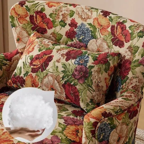 Traditional Vintage Rectangular Back High Elasticity Sponge Cotton Linen Solid Wood Accent Chair Backrest Armrest For Living Room - Image 9