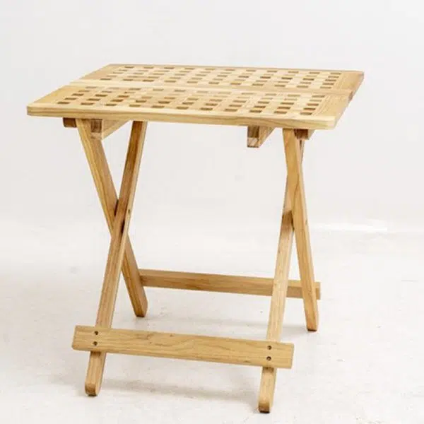 Traditional Rustic Square Wood Chair Backless Armless For Living Room - Image 18