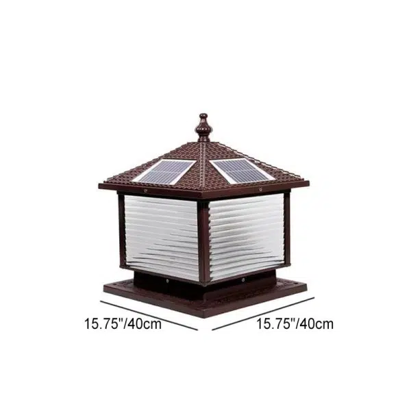 Modern Retro Square Die-Cast Aluminum Glass Solar Outdoor Garden Landscape Column Head Light - Image 10