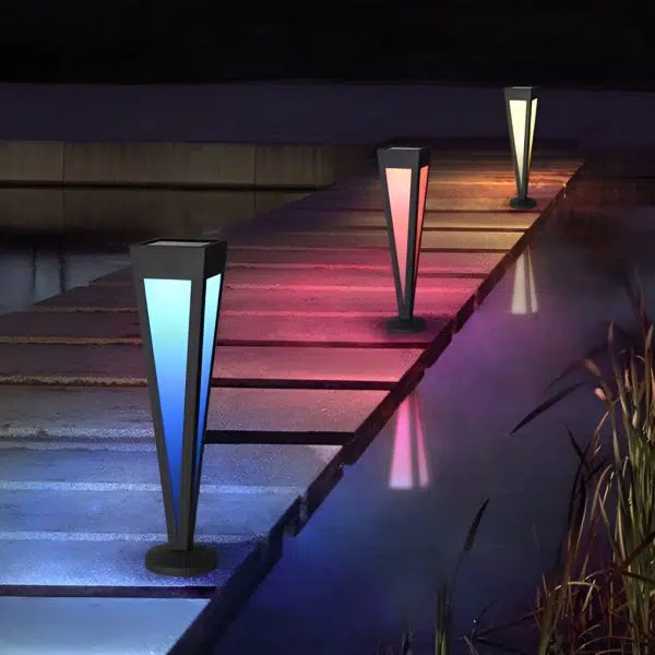 Square Conical LED Waterproof RGB Solar Lights Outdoor Pathway Lights - Image 15