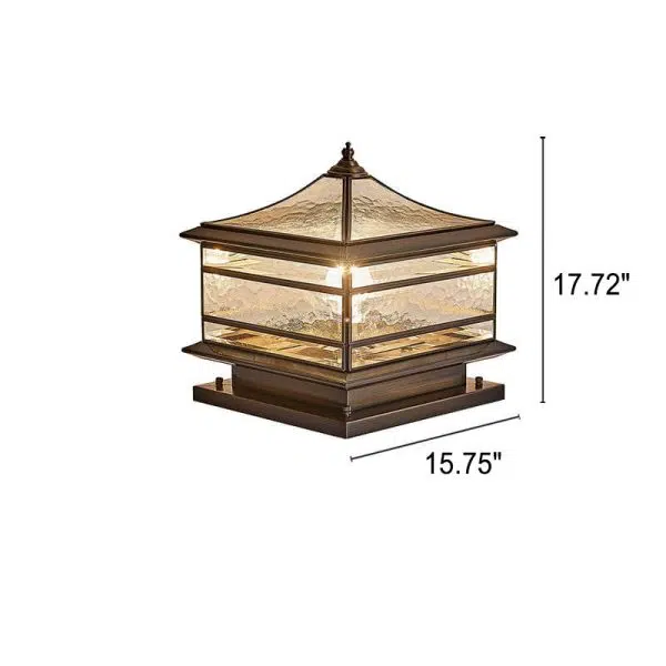 European Outdoor Brass Glass Square 1/2 Light Waterproof Pillar Landscape Light - Image 10