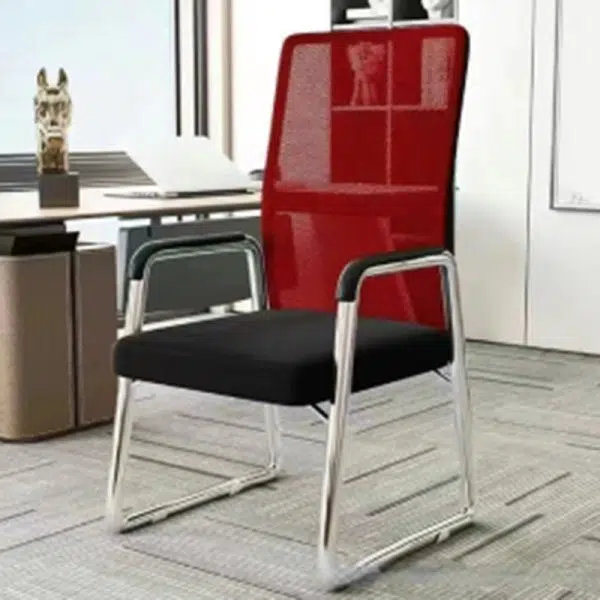 Modern Simplicity Mesh Fabric Leather Sponge Latex Steel Square Desk Chair Backrest Armrest For Home Office - Image 4