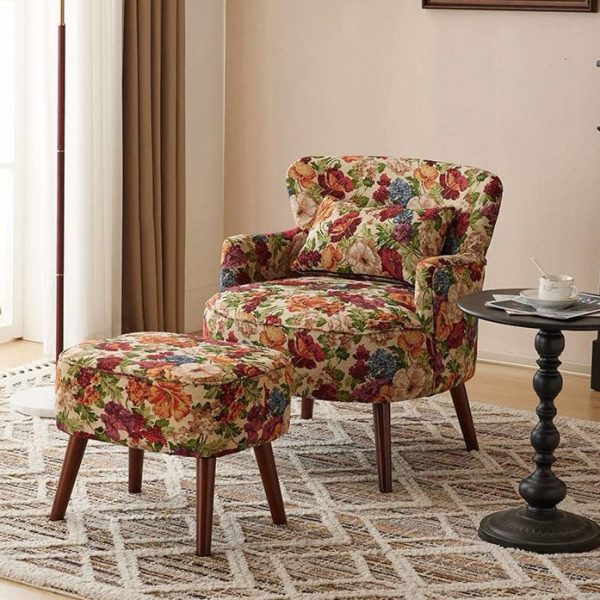 Traditional Vintage Rectangular Back High Elasticity Sponge Cotton Linen Solid Wood Accent Chair Backrest Armrest For Living Room - Image 3