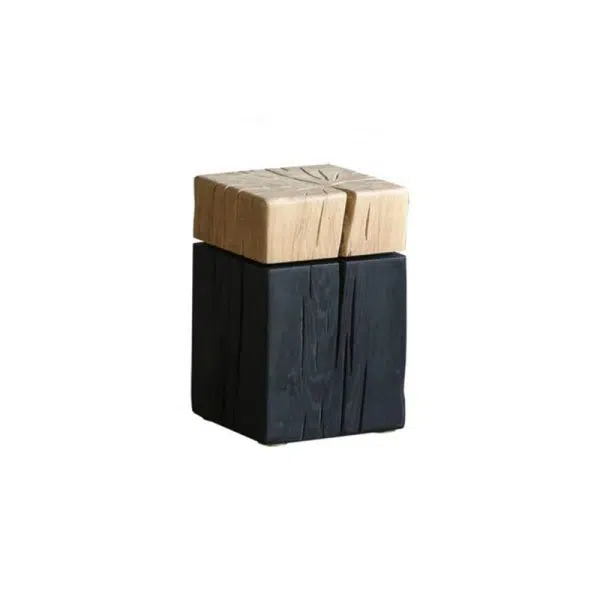 Contemporary Japanese Cuboid Crack Design Solid Wood End Table For Living Room - Image 13