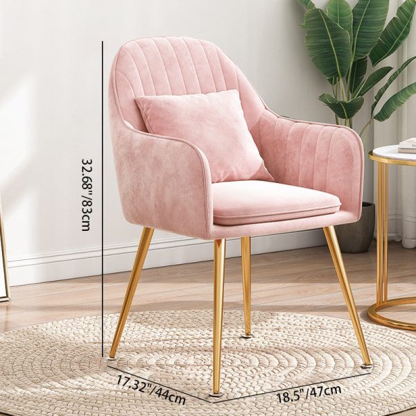 Contemporary Scandinavian Curved Velvet Metal Legs Dining Chair Backrest Armrest For Dining Room - Image 5