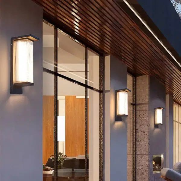 Industrial Waterproof Rectangular PC Striped Shade LED Outdoor Wall Sconce Lamp - Image 7