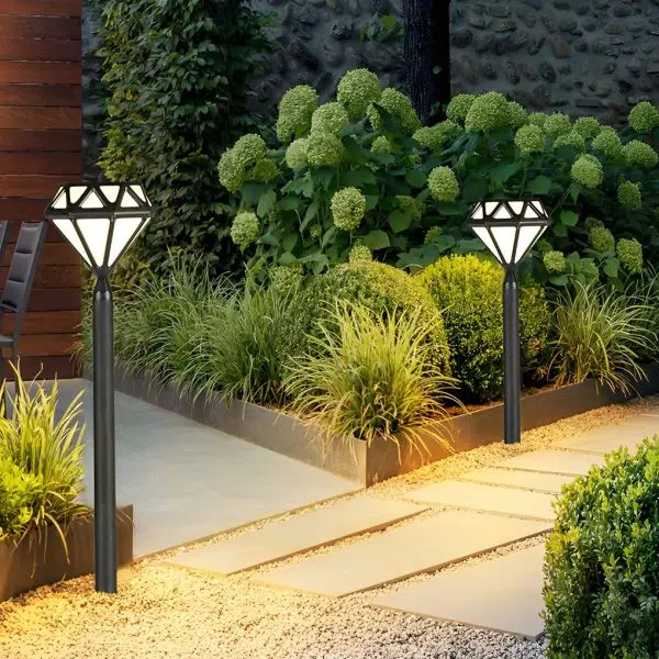 Geometric Waterproof LED Intelligent Stable Black Modern Lawn Lamp - Image 2