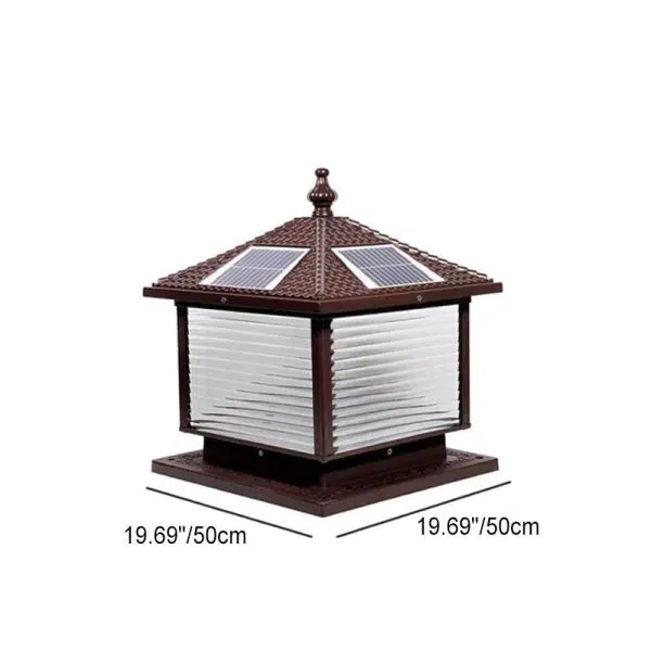 Modern Retro Square Die-Cast Aluminum Glass Solar Outdoor Garden Landscape Column Head Light - Image 11