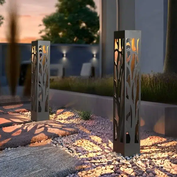 Solar-Powered Modern Outdoor Lawn Lamp with Creative Hollow-Out Branch Pattern - Image 4