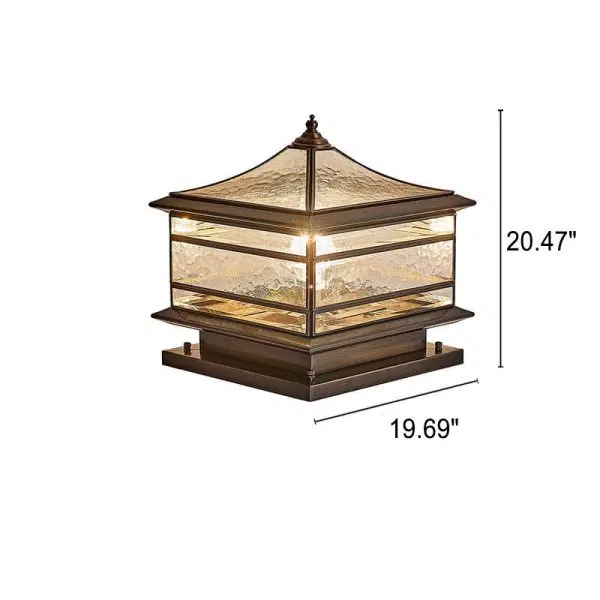 European Outdoor Brass Glass Square 1/2 Light Waterproof Pillar Landscape Light - Image 11