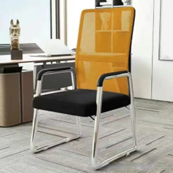 Modern Simplicity Mesh Fabric Leather Sponge Latex Steel Square Desk Chair Backrest Armrest For Home Office - Image 3