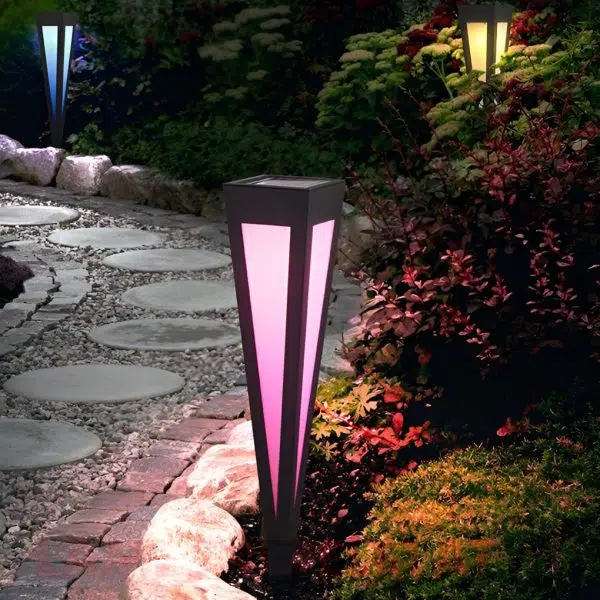 Square Conical LED Waterproof RGB Solar Lights Outdoor Pathway Lights - Image 16