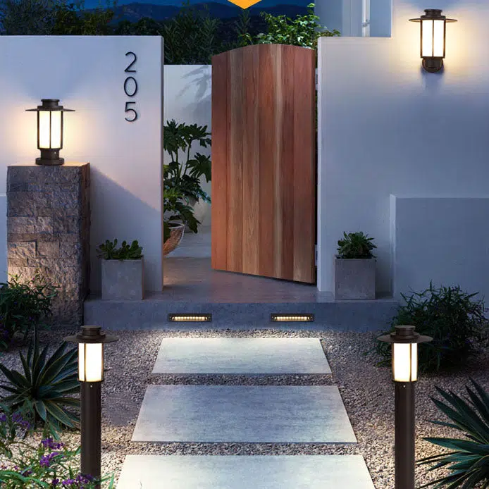 44-a684379a-96f6-465a-b544-439e5cbfcdb9.jpg Outdoor Waterproof Coffee Cylinder Lantern 1-Light Patio Landscape Light - Image 1