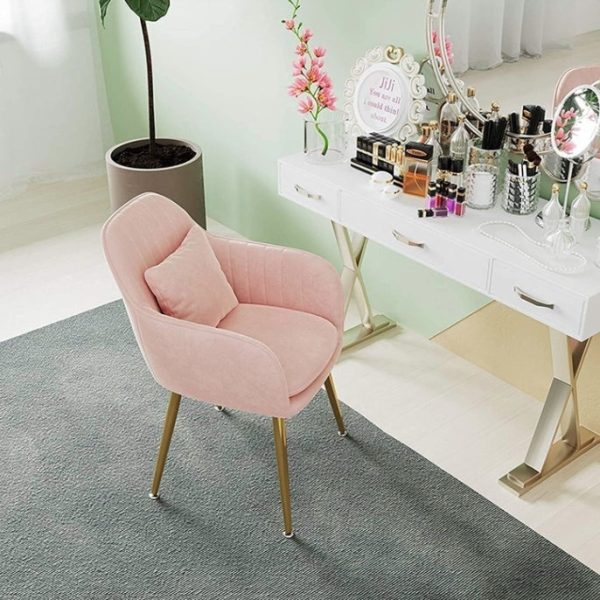 Contemporary Scandinavian Curved Velvet Metal Legs Dining Chair Backrest Armrest For Dining Room - Image 10