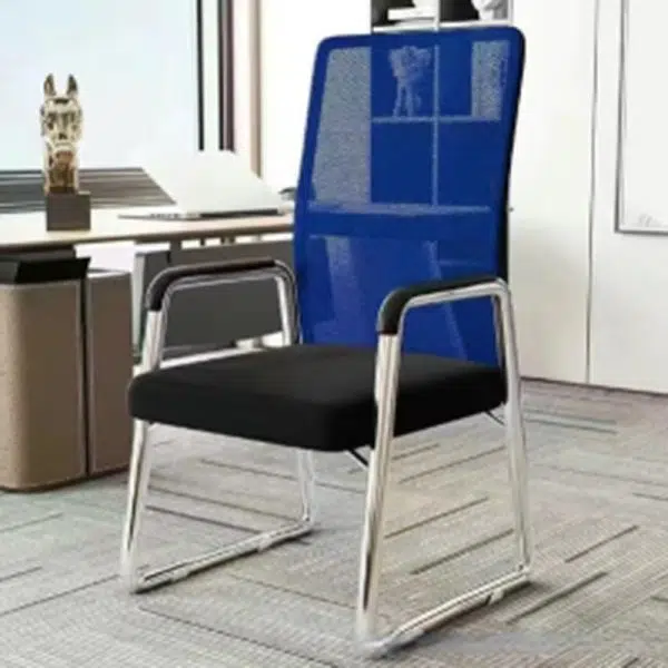 Modern Simplicity Mesh Fabric Leather Sponge Latex Steel Square Desk Chair Backrest Armrest For Home Office - Image 12