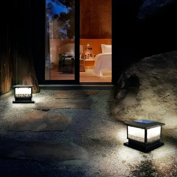 Creative Square Waterproof LED Black Modern Solar Fence Post Lights - Image 5