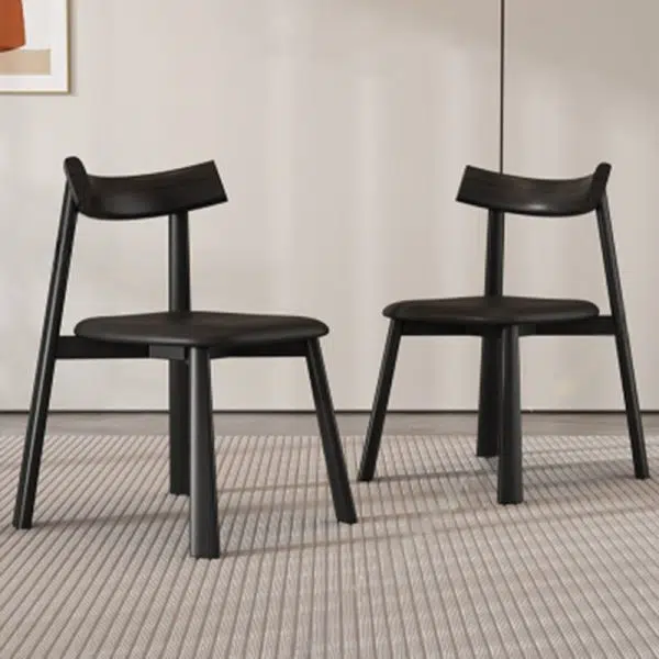 Modern Minimalist Rectangular Wood Leather Chair Backrest Armless For Living Room - Image 3