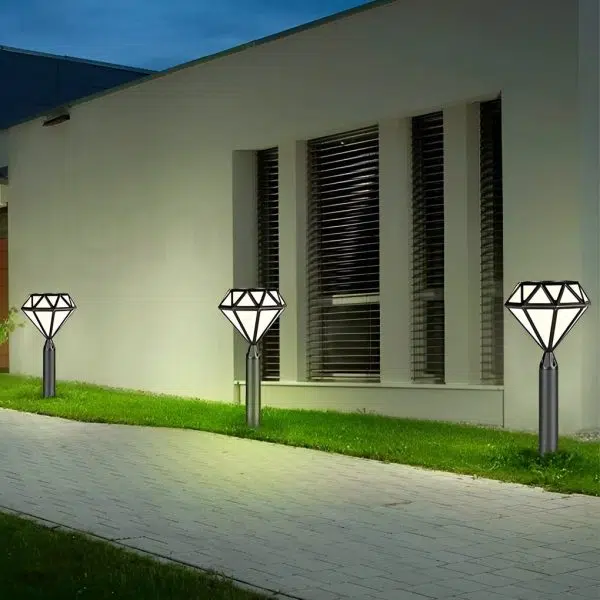 Geometric Waterproof LED Intelligent Stable Black Modern Lawn Lamp - Image 3