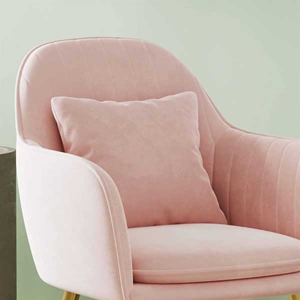 Contemporary Scandinavian Curved Velvet Metal Legs Dining Chair Backrest Armrest For Dining Room - Image 7