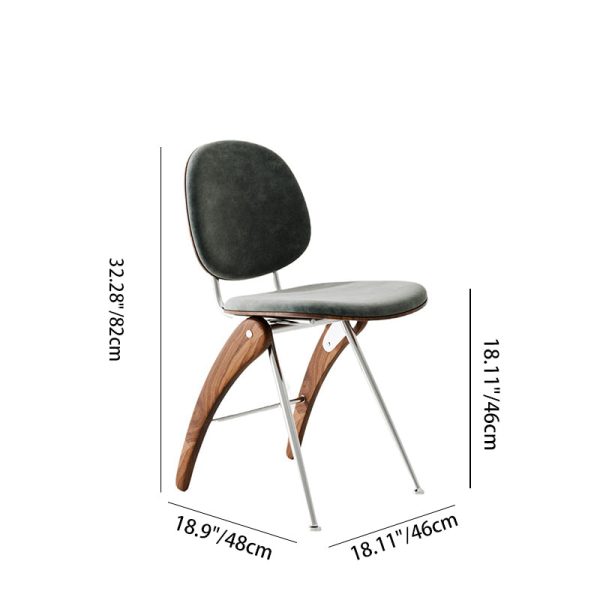 Modern Mid-Century Leather, Wood & Stainless Steel Round Dining Chair For Bedroom, Living Room & Dining Room - Image 4