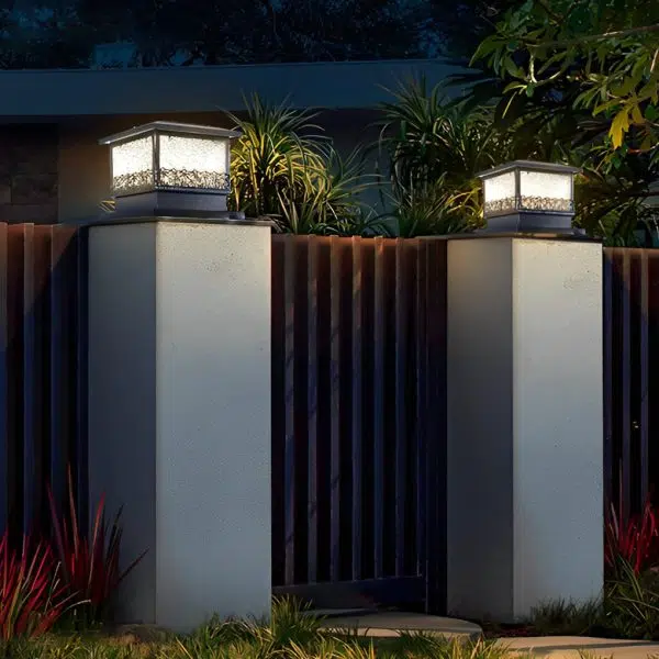 Creative Square Waterproof LED Black Modern Solar Fence Post Lights - Image 6
