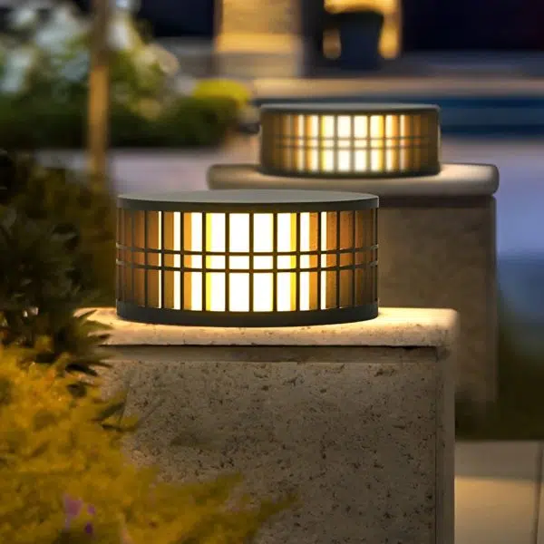 Round Creative Waterproof LED Black Modern Solar Fence Post Lights - Image 4