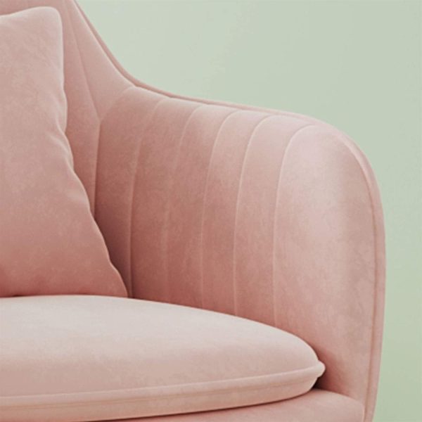 Contemporary Scandinavian Curved Velvet Metal Legs Dining Chair Backrest Armrest For Dining Room - Image 8