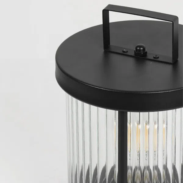 Striped Glass Cylindrical Waterproof Portable Solar Outdoor Lanterns - Image 9