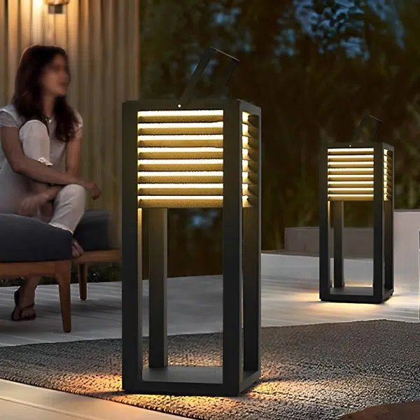 Square Waterproof LED Black Modern Portable Lawn Lamp Solar Outdoor Light - Image 5