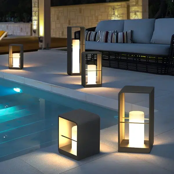 Rectangular Frame Waterproof Black Modern Solar Lights Outdoor Lanterns - Image 4