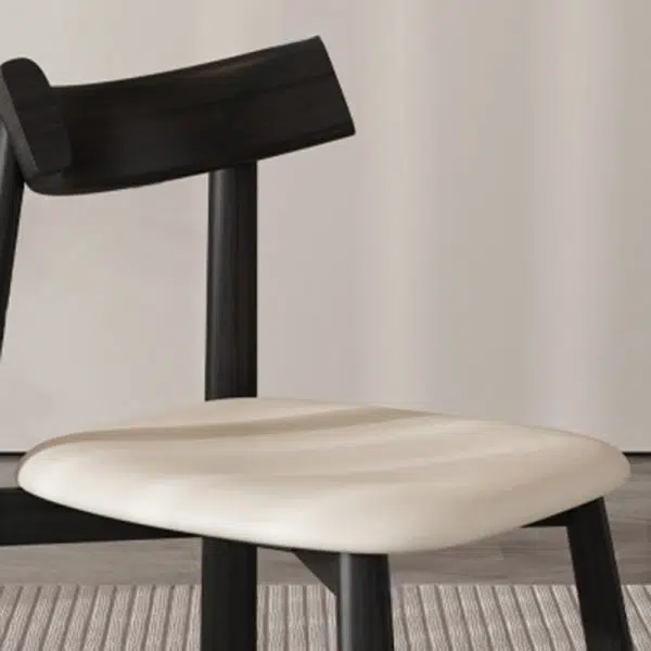 Modern Minimalist Rectangular Wood Leather Chair Backrest Armless For Living Room - Image 7