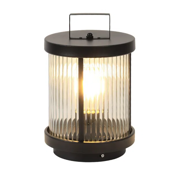 Striped Glass Cylindrical Waterproof Portable Solar Outdoor Lanterns - Image 5