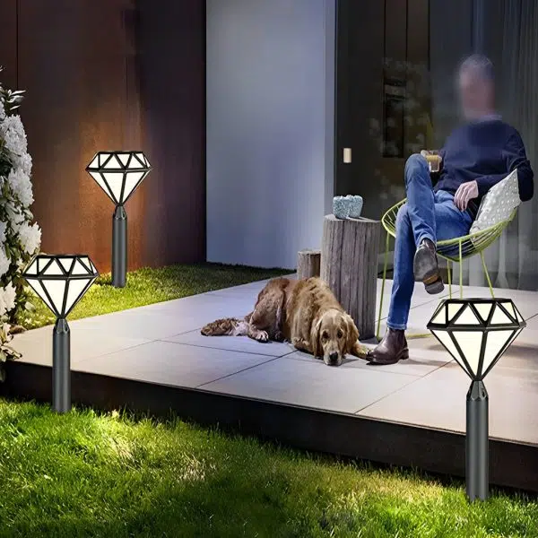 Geometric Waterproof LED Intelligent Stable Black Modern Lawn Lamp - Image 5