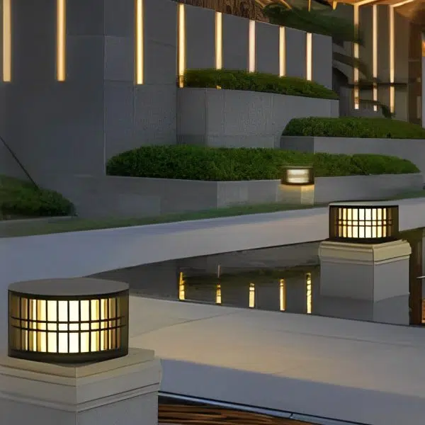 Round Creative Waterproof LED Black Modern Solar Fence Post Lights - Image 6