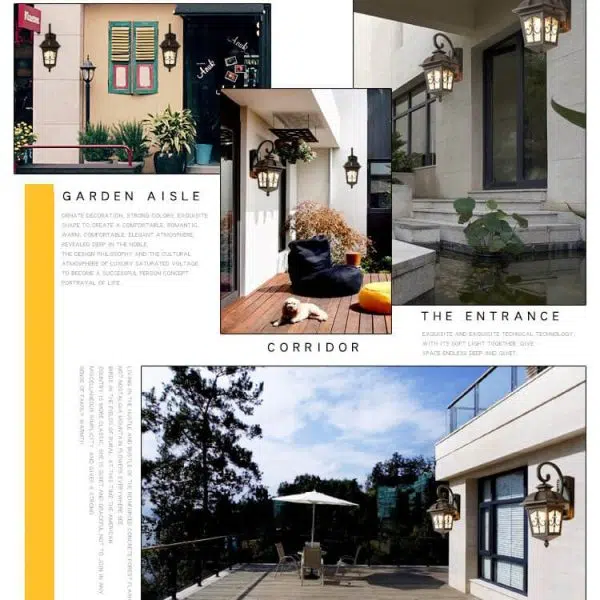 European-style Vintage Square Lantern Outdoor Waterproof Wall Sconce Lamp - Image 11