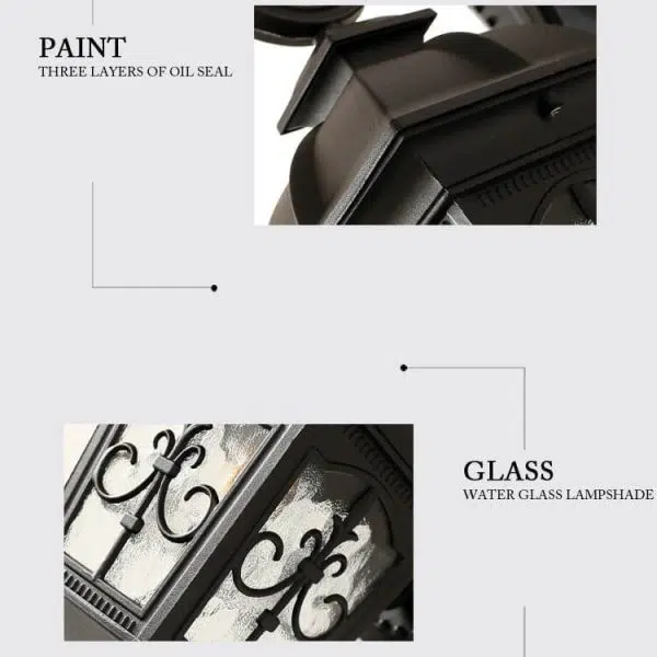 European-style Vintage Square Lantern Outdoor Waterproof Wall Sconce Lamp - Image 10