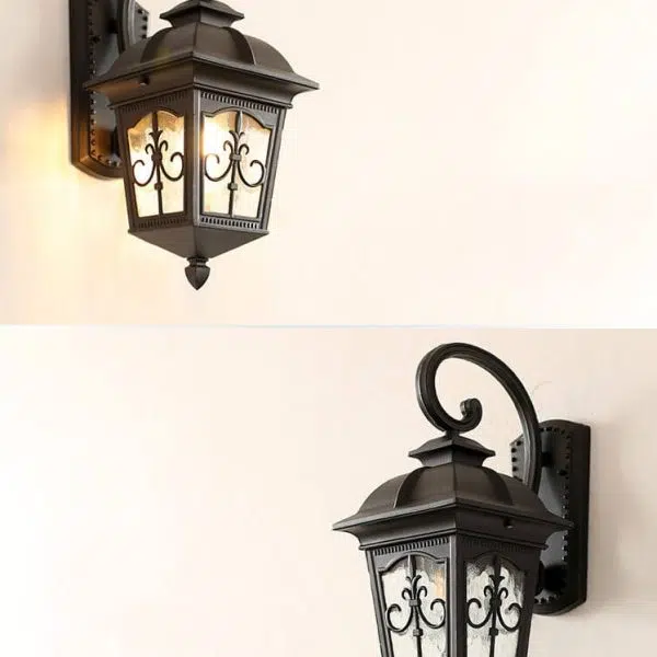 European-style Vintage Square Lantern Outdoor Waterproof Wall Sconce Lamp - Image 12