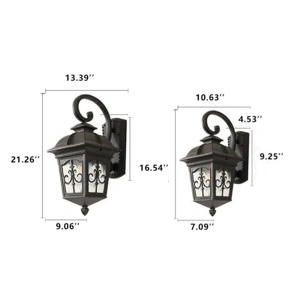 European-style Vintage Square Lantern Outdoor Waterproof Wall Sconce Lamp - Image 14