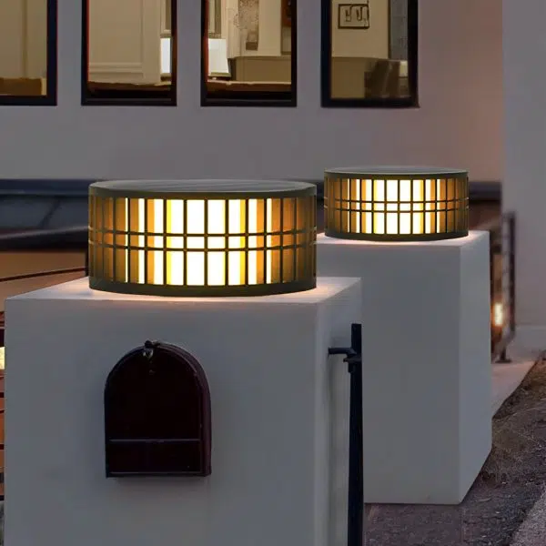 Round Creative Waterproof LED Black Modern Solar Fence Post Lights - Image 7