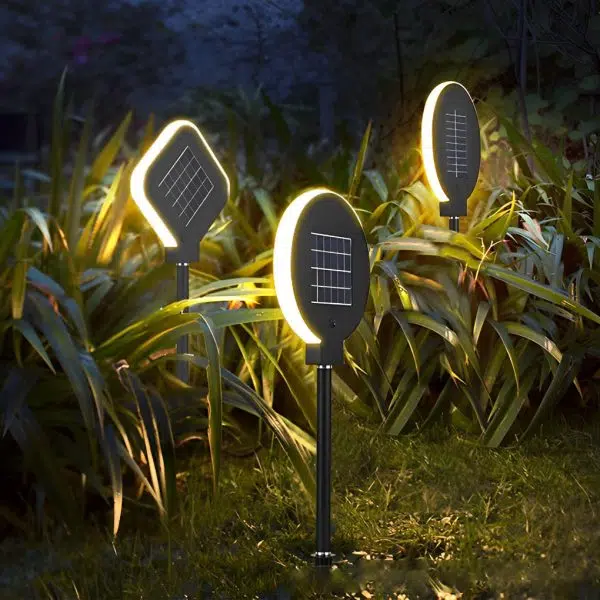 Circular Geometric Shape Waterproof LED Black Modern Solar Lawn Light - Image 6
