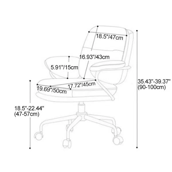 Modern Minimalist PU Leather Carbon Steel Square Cushion Desk Chair With Armrest & Backrest For Home Office - Image 4